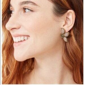 stella & dot ~ pavé blush & green petal stud earrings ~ retired